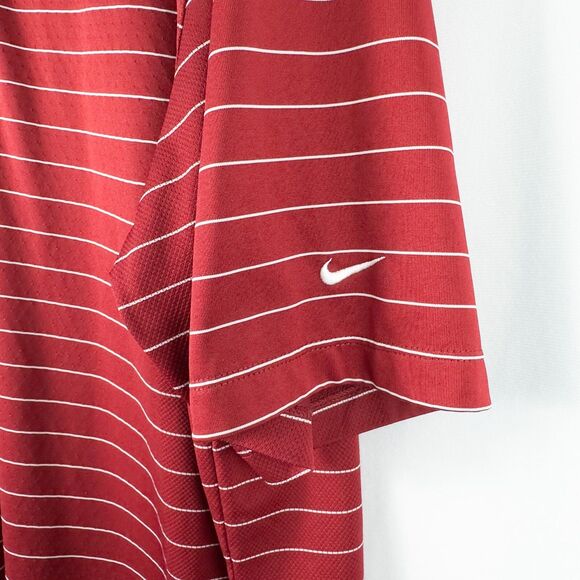 Nike Golf Ventilated Striped Active Polo Shirt Mens Large Red White 231584-642 - Picture 14 of 16